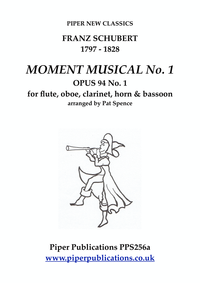 SCHUBERT MOMENT MUSICAL OPUS 94 No. 1 for woodwind quintet