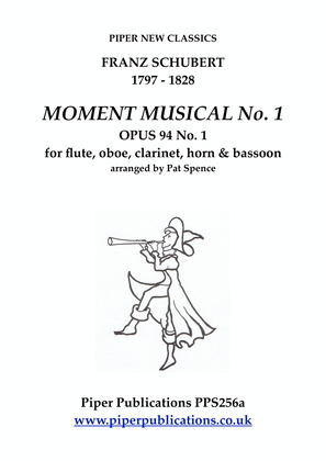 Book cover for SCHUBERT MOMENT MUSICAL OPUS 94 No. 1 for woodwind quintet