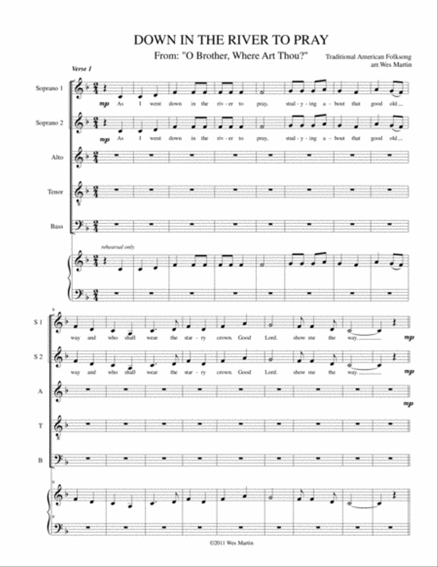 Down in the River to Pray 4-Part scores gallery preview page 2