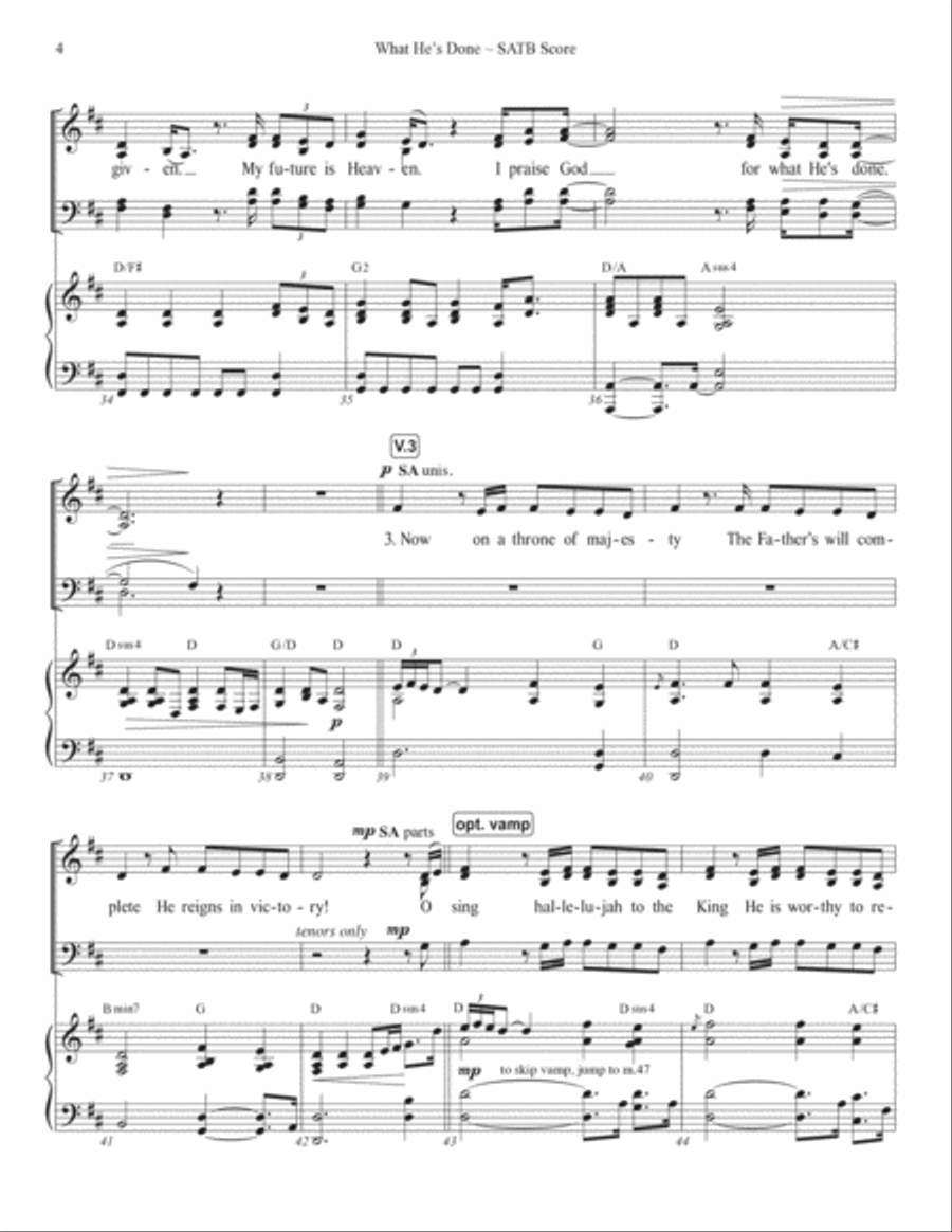 What He's Done 4-Part scores gallery preview page 5