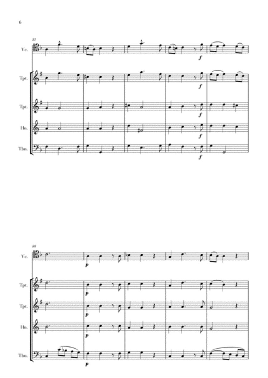 Haendel - Lascia ch’io pianga (for Cello and Brass Quartet) Brass Quartet scores gallery preview page 6
