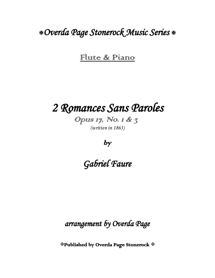 2Romances Sans Paroles, Op. 17, No. 1 & 3 Flute scores gallery preview page 1