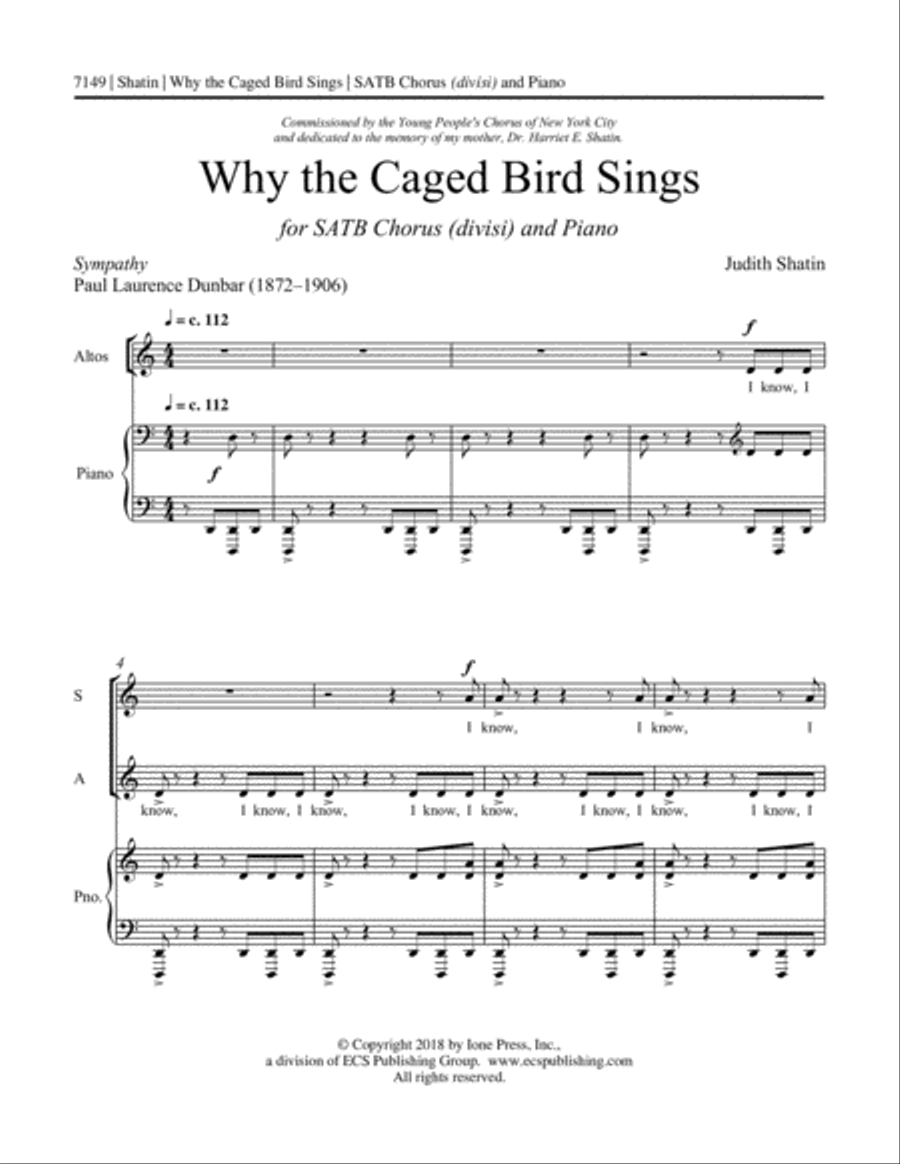 Why the Caged Bird Sings Why the Caged Bird Sings Divisi scores gallery preview page 2