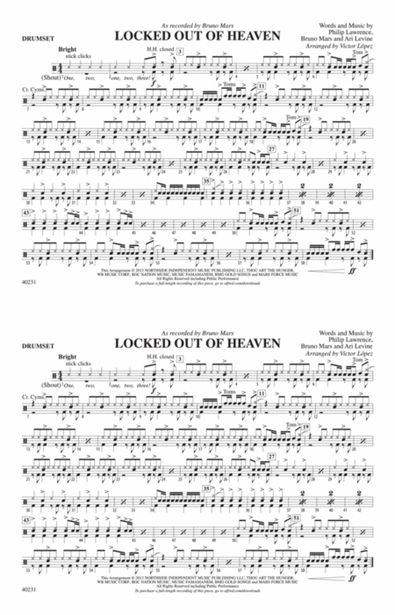 Locked Out of Heaven: Drums