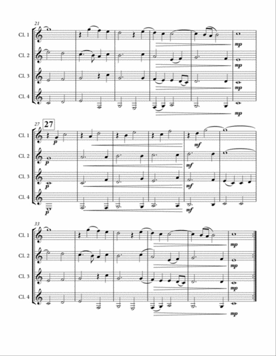 Come Again (Clarinet Quartet) Clarinet Quartet scores gallery preview page 2