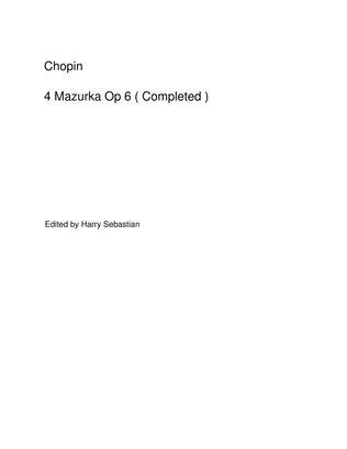 Book cover for Chopin- 4 Mazurka op 6 No 1 to No 4( Complete )