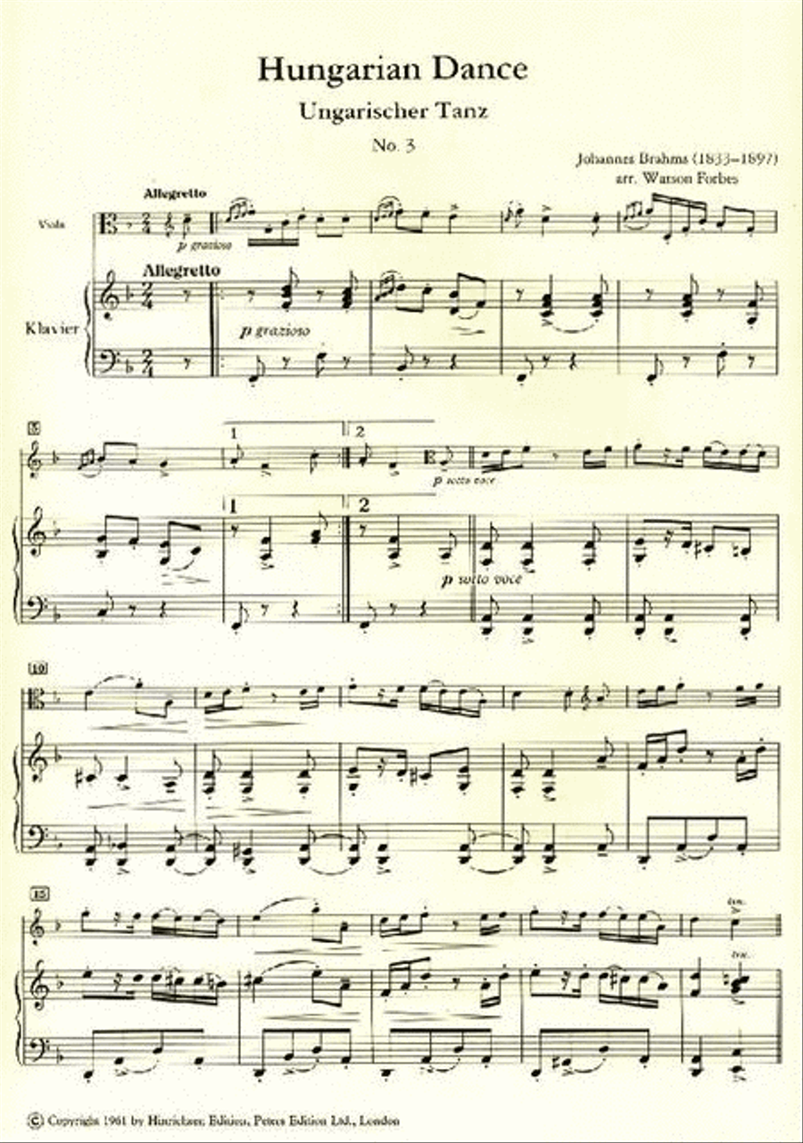 2 Hungarian Dances (Arranged for Viola and Piano) Piano Accompaniment scores gallery preview page 3