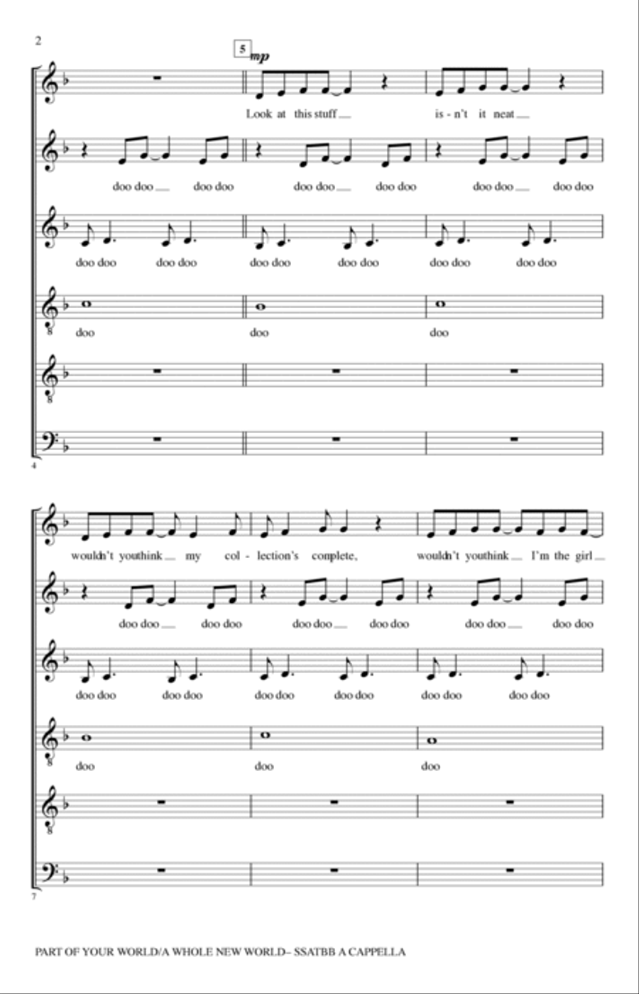 Part Of Your World/A Whole New World (from The Little Mermaid/Aladdin) (arr. Deke Sharon) 4-Part scores gallery preview page 2
