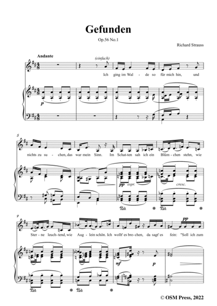 Richard Strauss-Gefunden,in D Major,Op.56 No.1 image number null