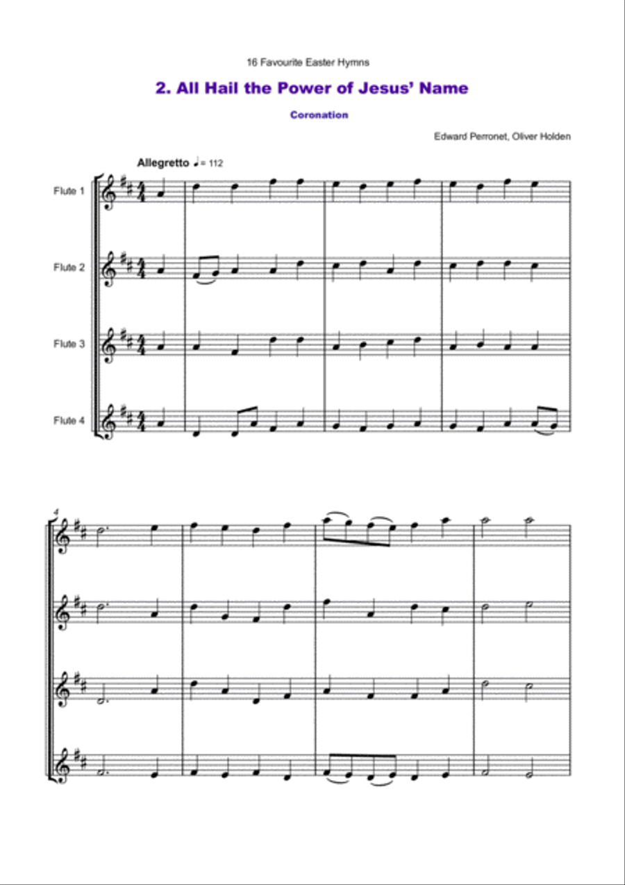 16 Favourite Easter Hymns for Flute Quartet Flute Quartet scores gallery preview page 4