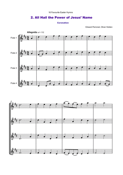16 Favourite Easter Hymns for Flute Quartet