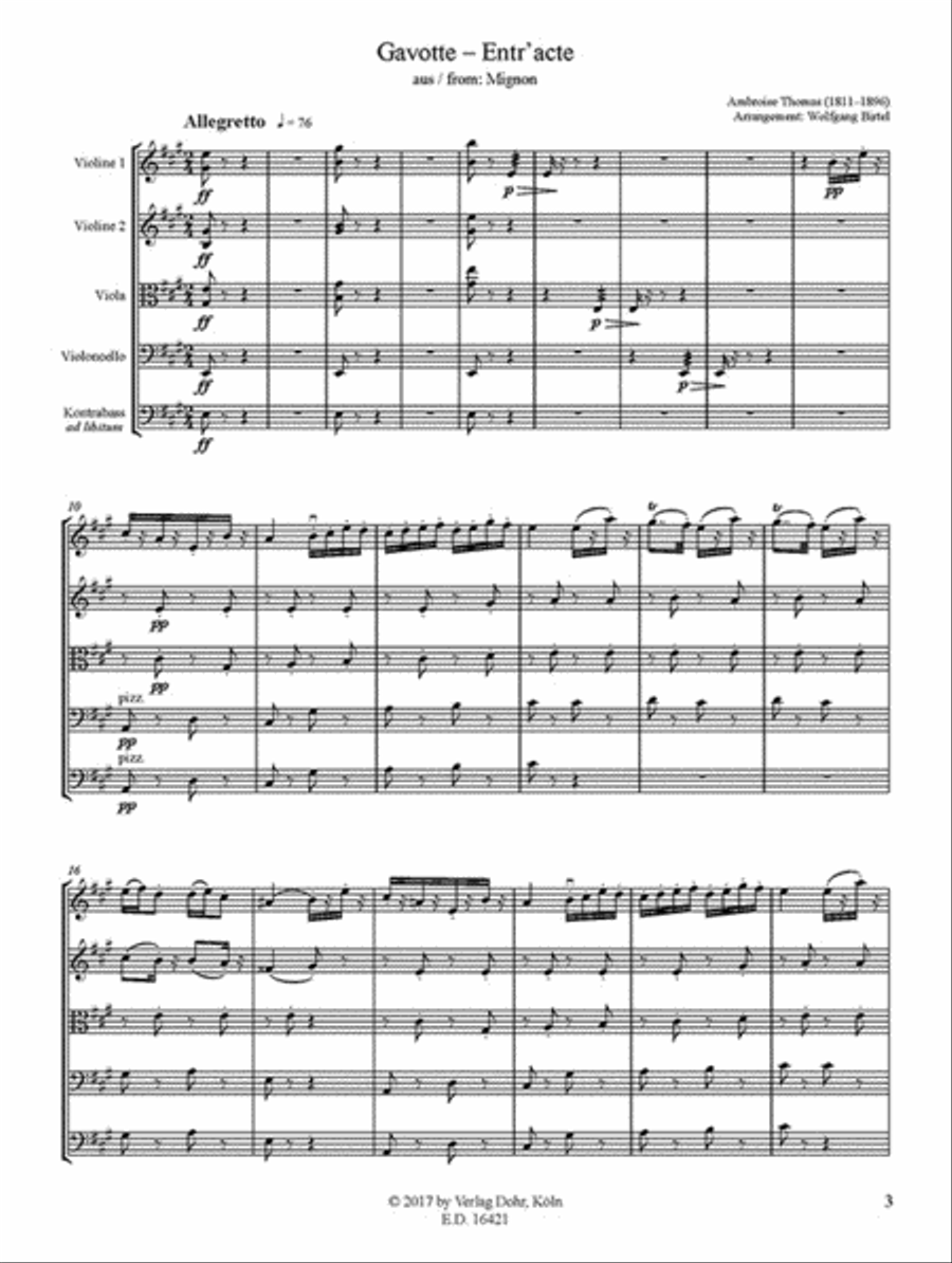 Gavotte – Entr'acte (für Streichquartett) (aus 