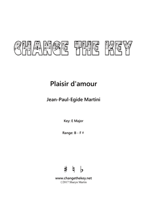 Book cover for Plaisir d'amour - E Major