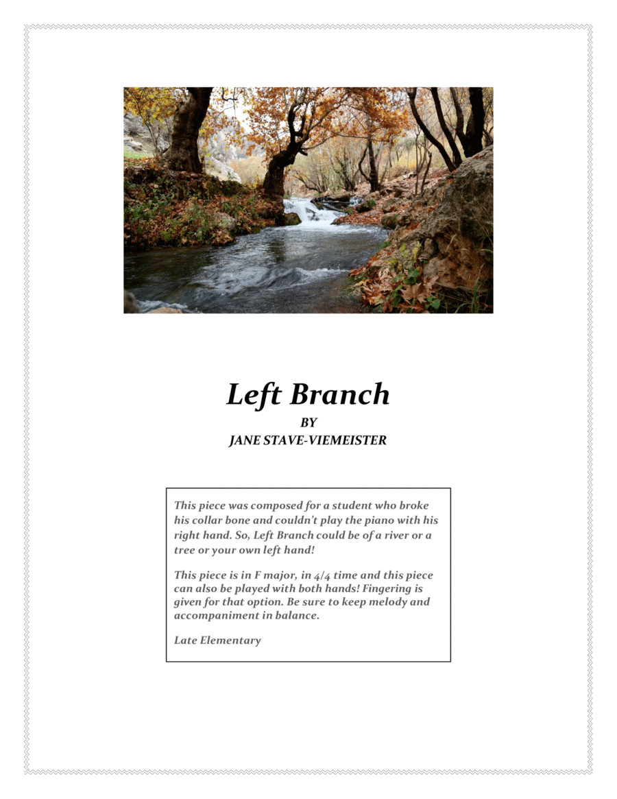 Left Branch for Piano Solo Piano Solo scores gallery preview page 1