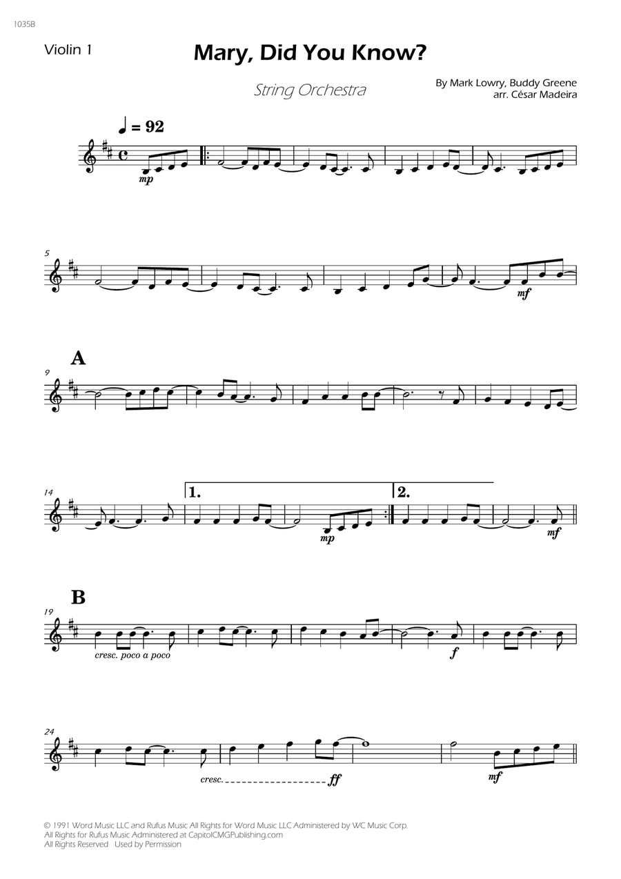 Mary, Did You Know? Mary, Did You Know? Chamber Music scores gallery preview page 1