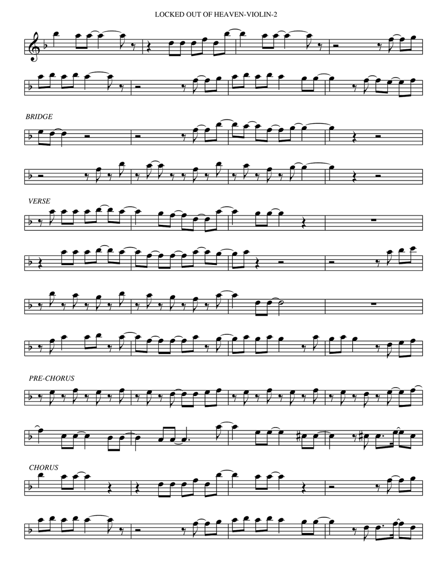 Locked Out Of Heaven Violin Solo scores gallery preview page 2
