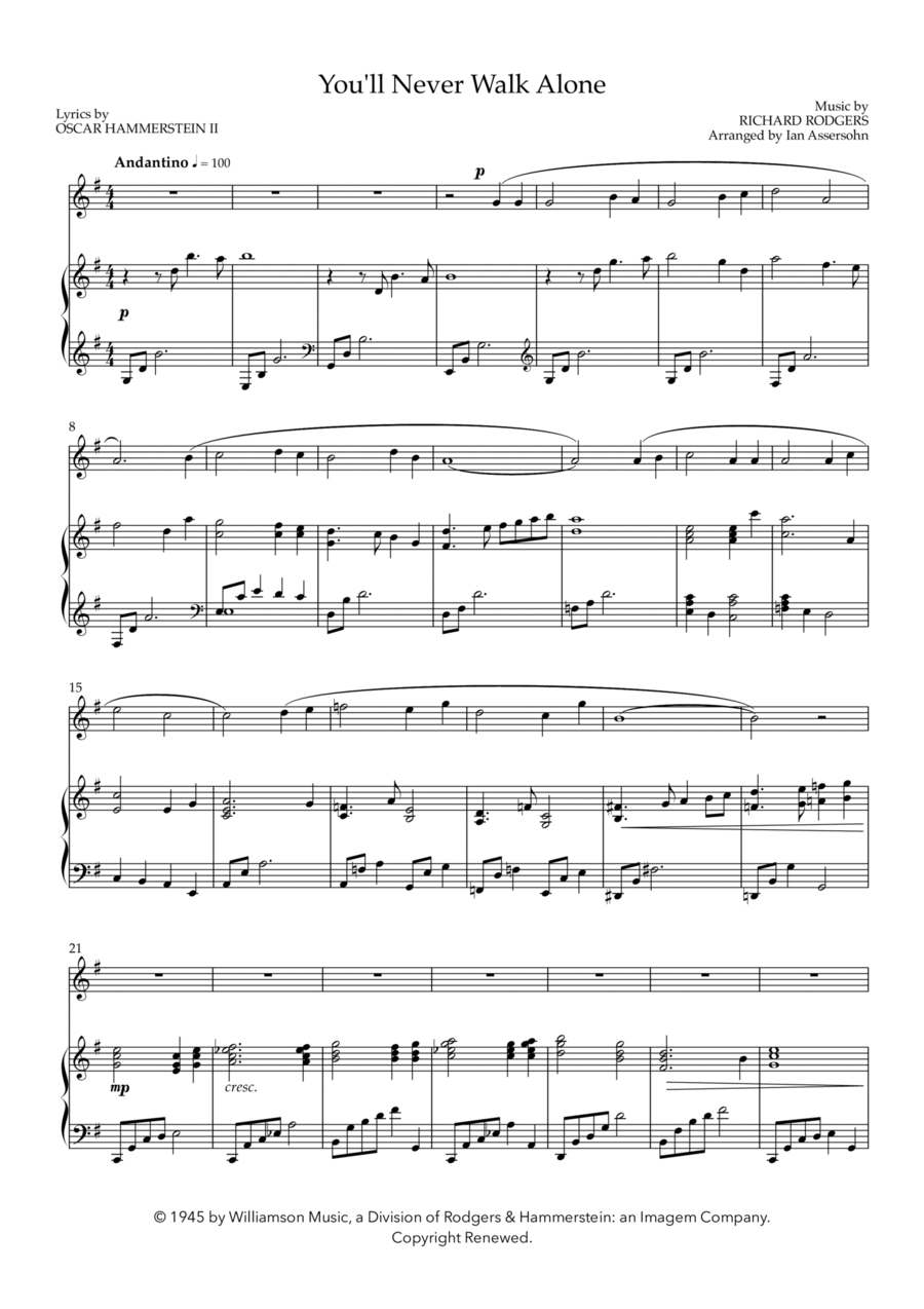 You'll Never Walk Alone Flute Solo scores gallery preview page 1