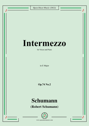 Book cover for Schumann-Intermezzo,Op.74 No.2,in E Major