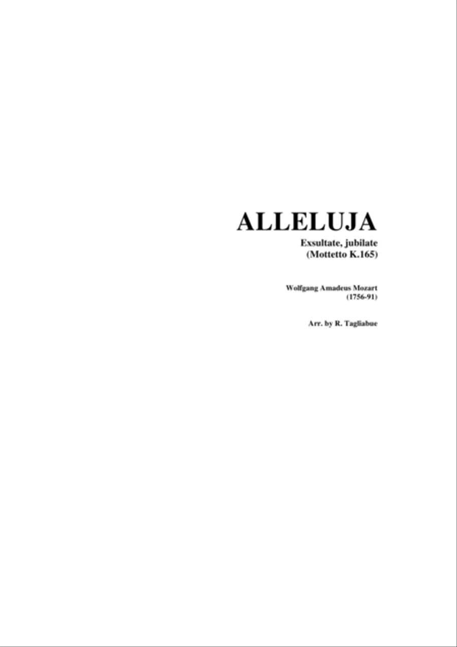 ALLELUJA Exsultate, jubilate (Mottetto K.165) - Arr- for Organ Organ Solo scores gallery preview page 1
