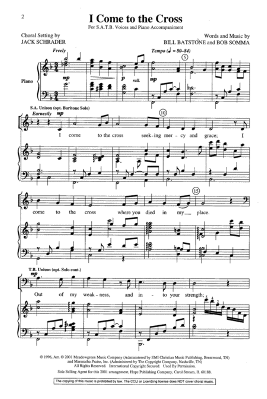 I Come to the Cross I Come to the Cross 4-Part scores gallery preview page 2
