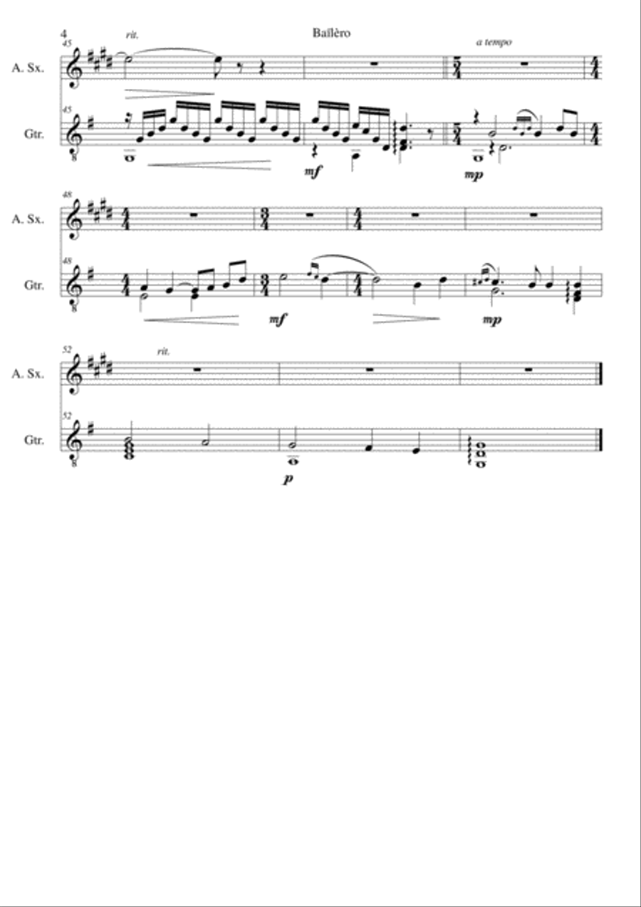 3 songs of the Auvergne for alto saxophone & guitar Alto Saxophone scores gallery preview page 4