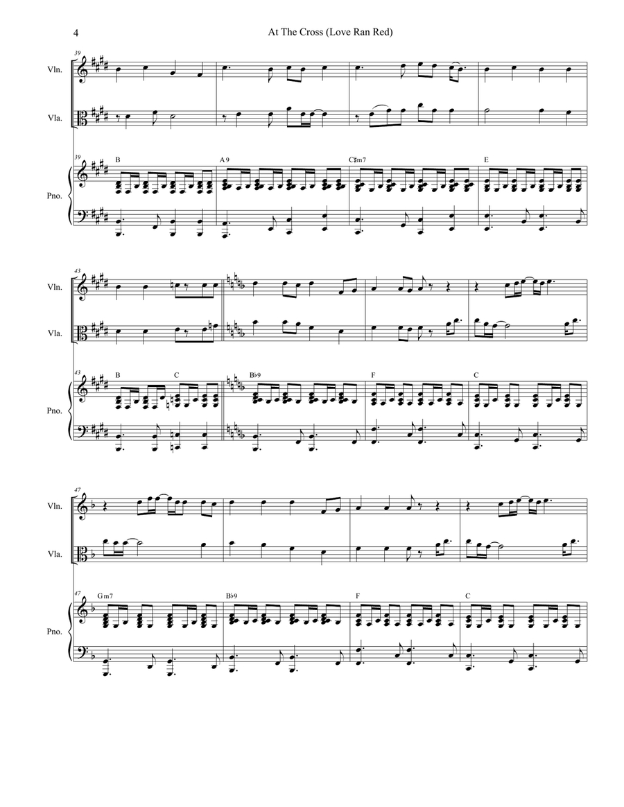 At The Cross (love Ran Red) String Duet scores gallery preview page 4