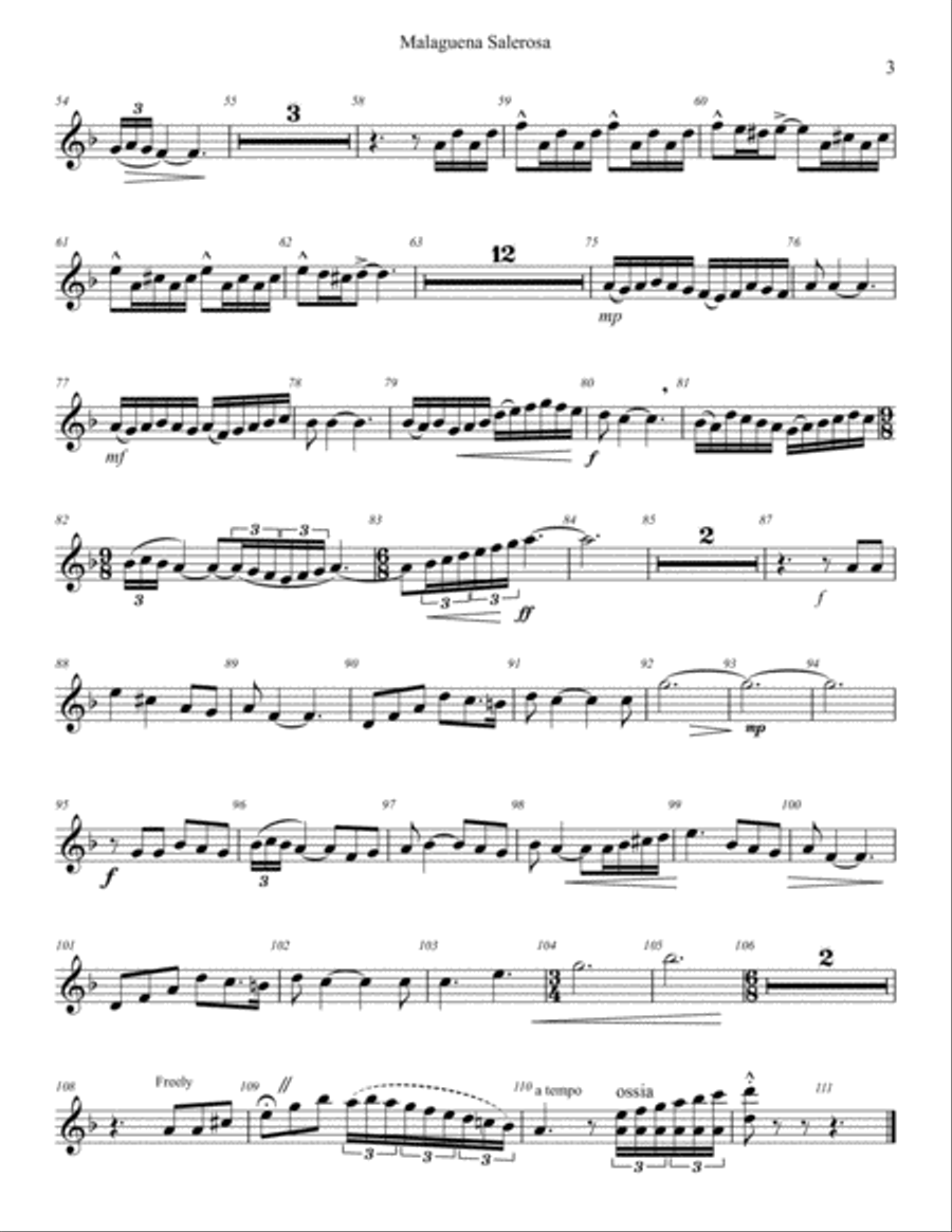 Malagueña Salerosa Trumpet Solo scores gallery preview page 3