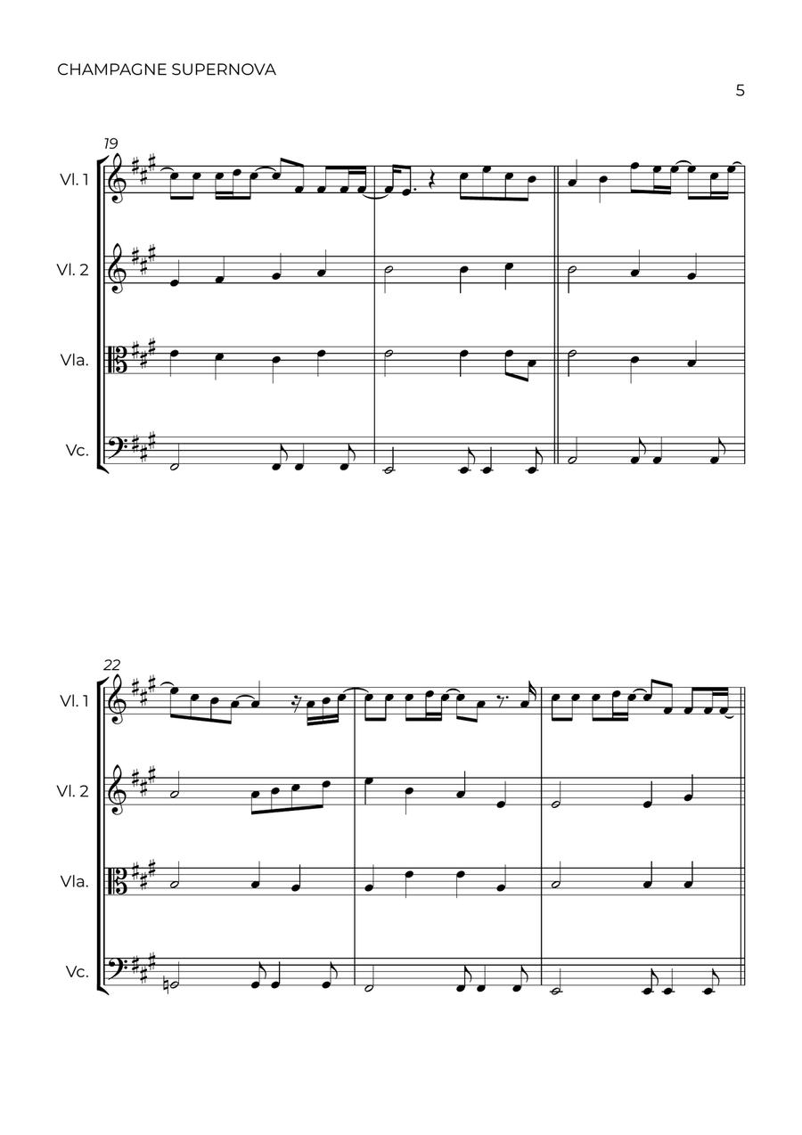 Champagne Supernova String Quartet scores gallery preview page 5