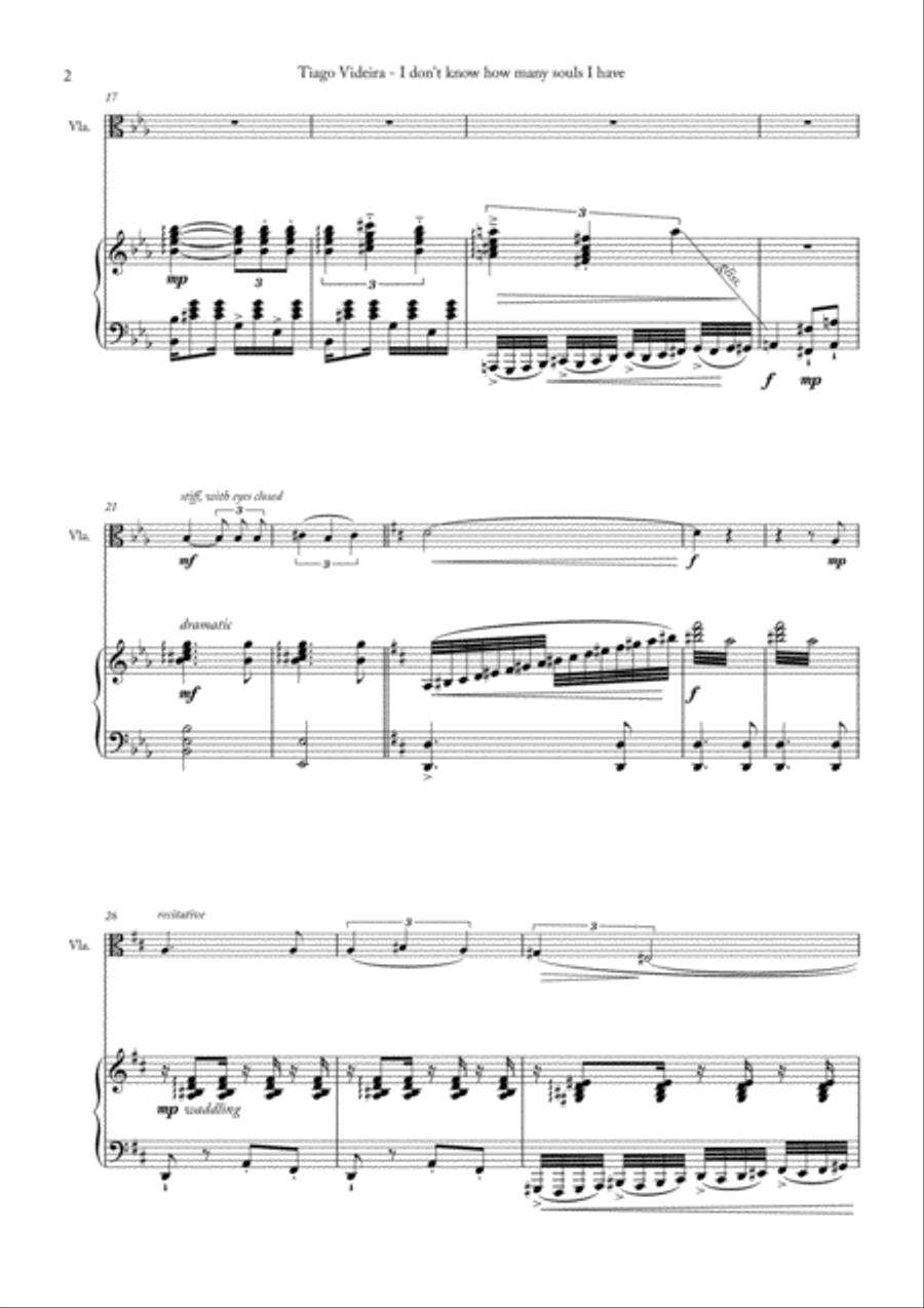 I don't know how many souls I have (Não sei quantas almas tenho) for Viola and Piano Piano scores gallery preview page 5