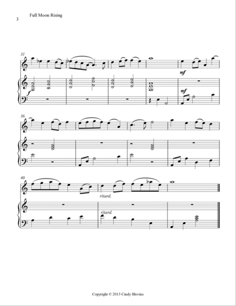 Full Moon Rising, Native American Flute and Harp Flute scores gallery preview page 4