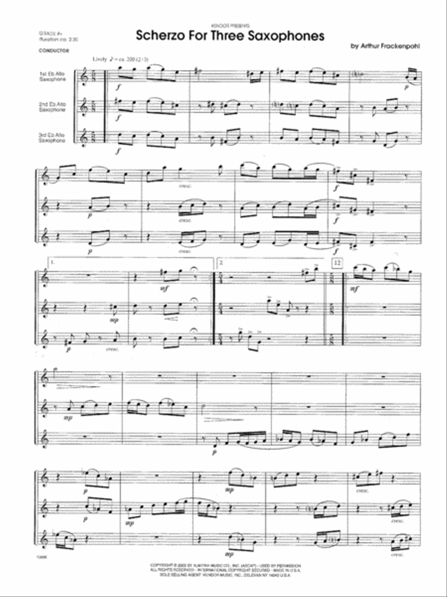 Scherzo For Three Saxophones Alto Saxophone scores gallery preview page 2
