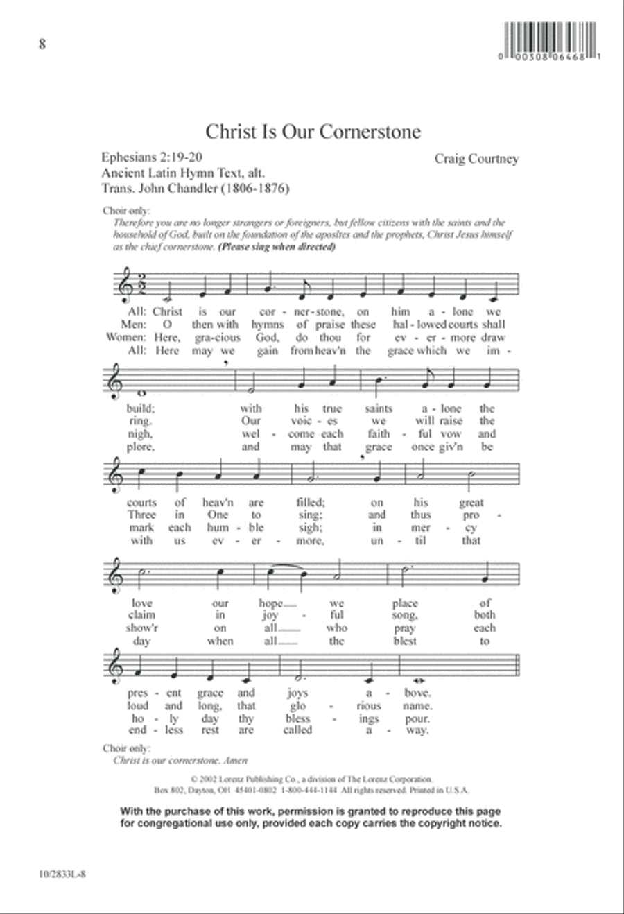 Christ Is Our Cornerstone 4-Part scores gallery preview page 9