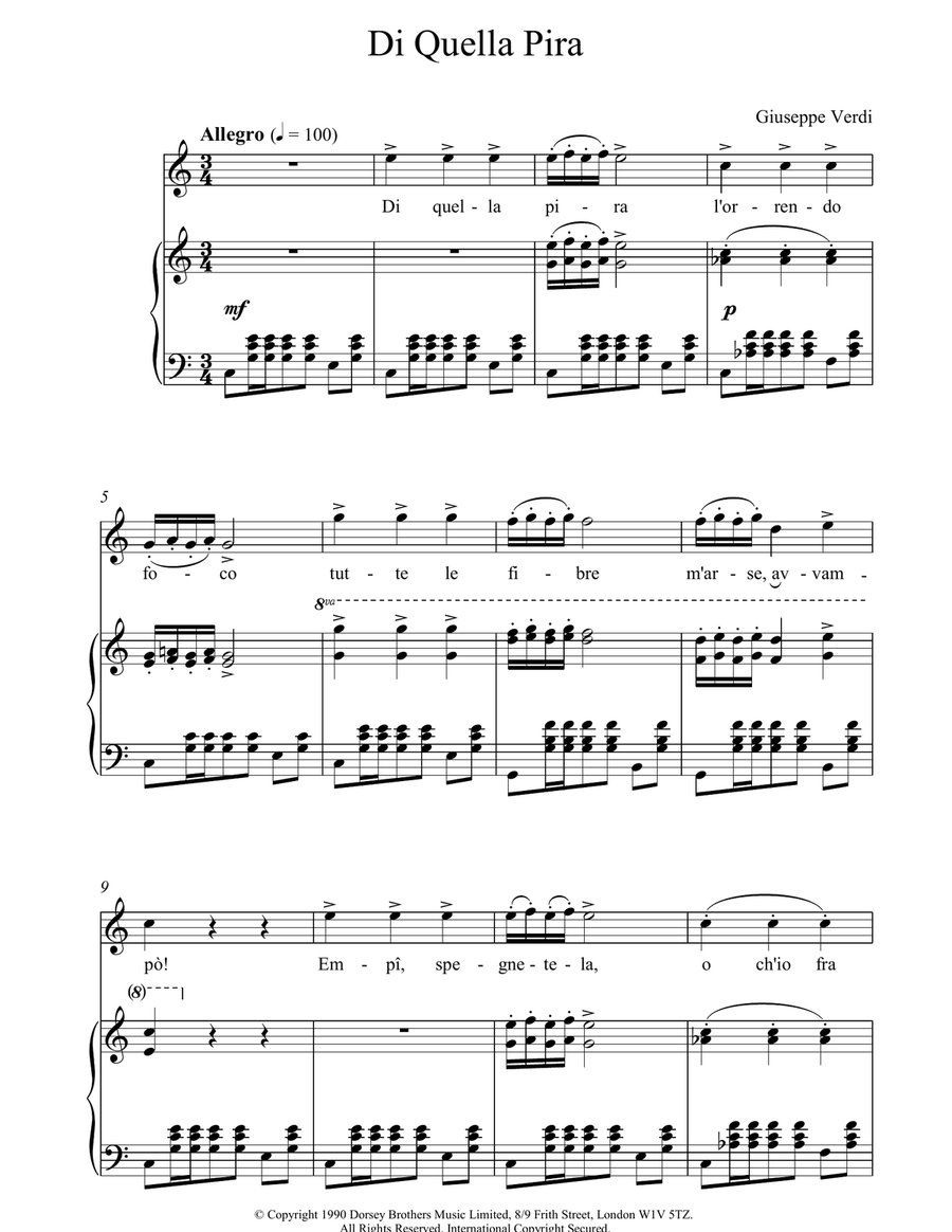 Di Quella Pira Acoustic Guitar scores gallery preview page 1