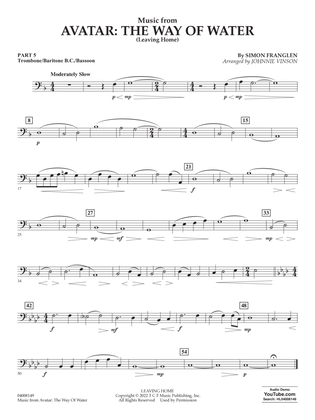 Music from Avatar: The Way Of Water (Leaving Home) (arr. Vinson) - Pt.5 - Trombone/Bar. B.C./Bsn.
