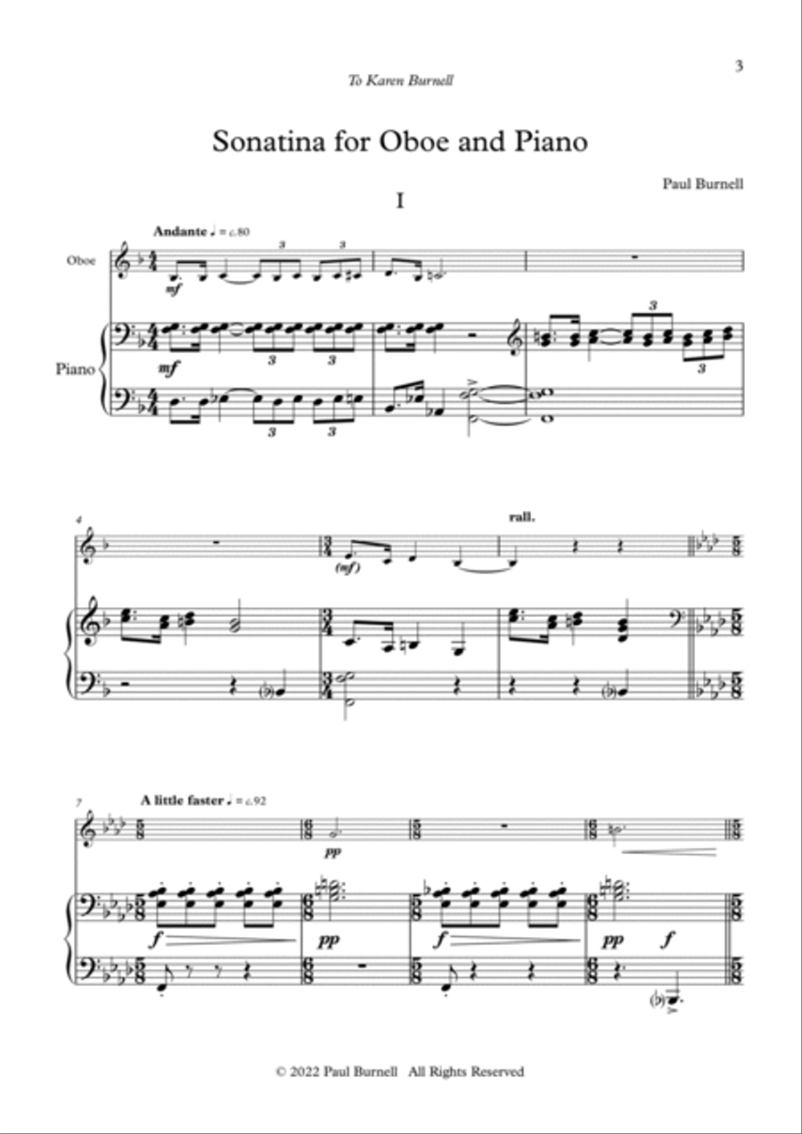 Sonatina for Oboe and Piano Piano scores gallery preview page 3