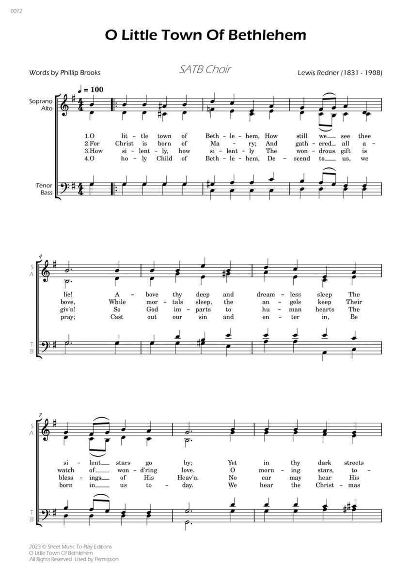 O Little Town Of Bethlehem - SATB Choir image number null