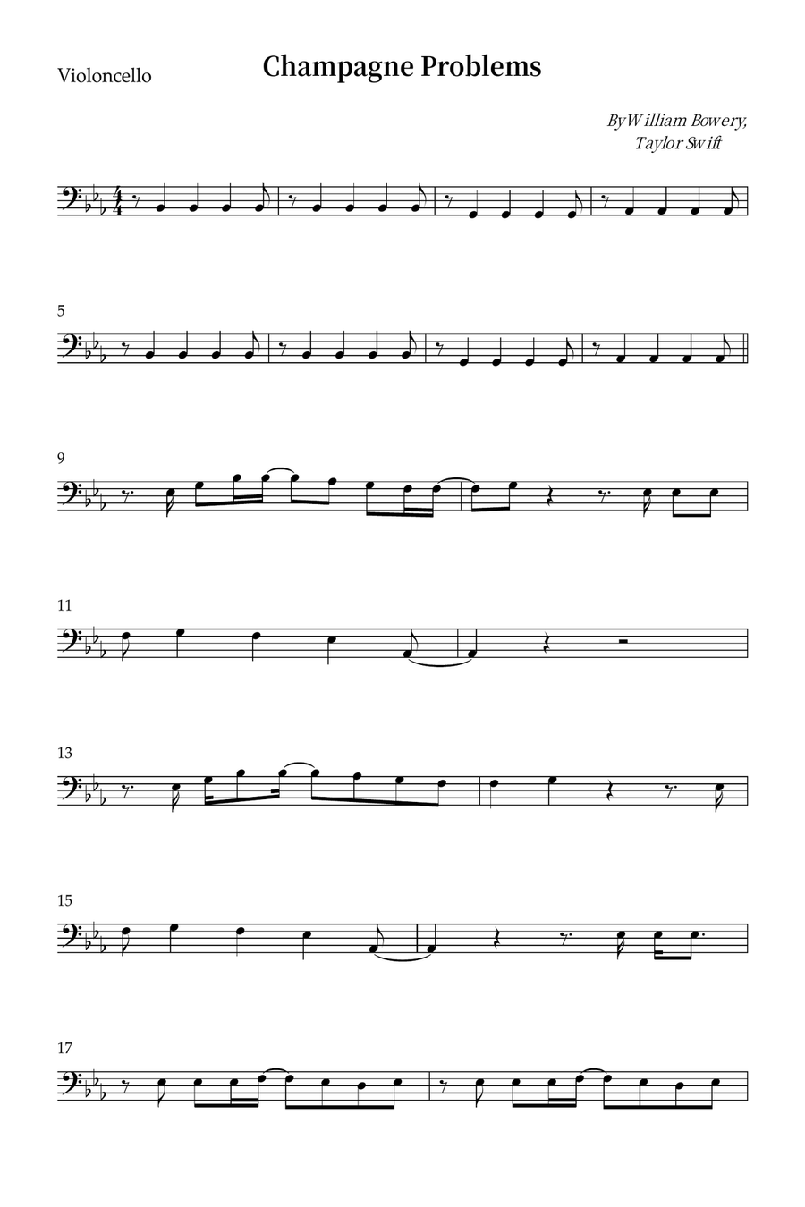Champagne Problems Cello Solo scores gallery preview page 1