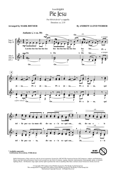 Pie Jesu (from Requiem) by Andrew Lloyd Webber - SSA - Digital Sheet ...