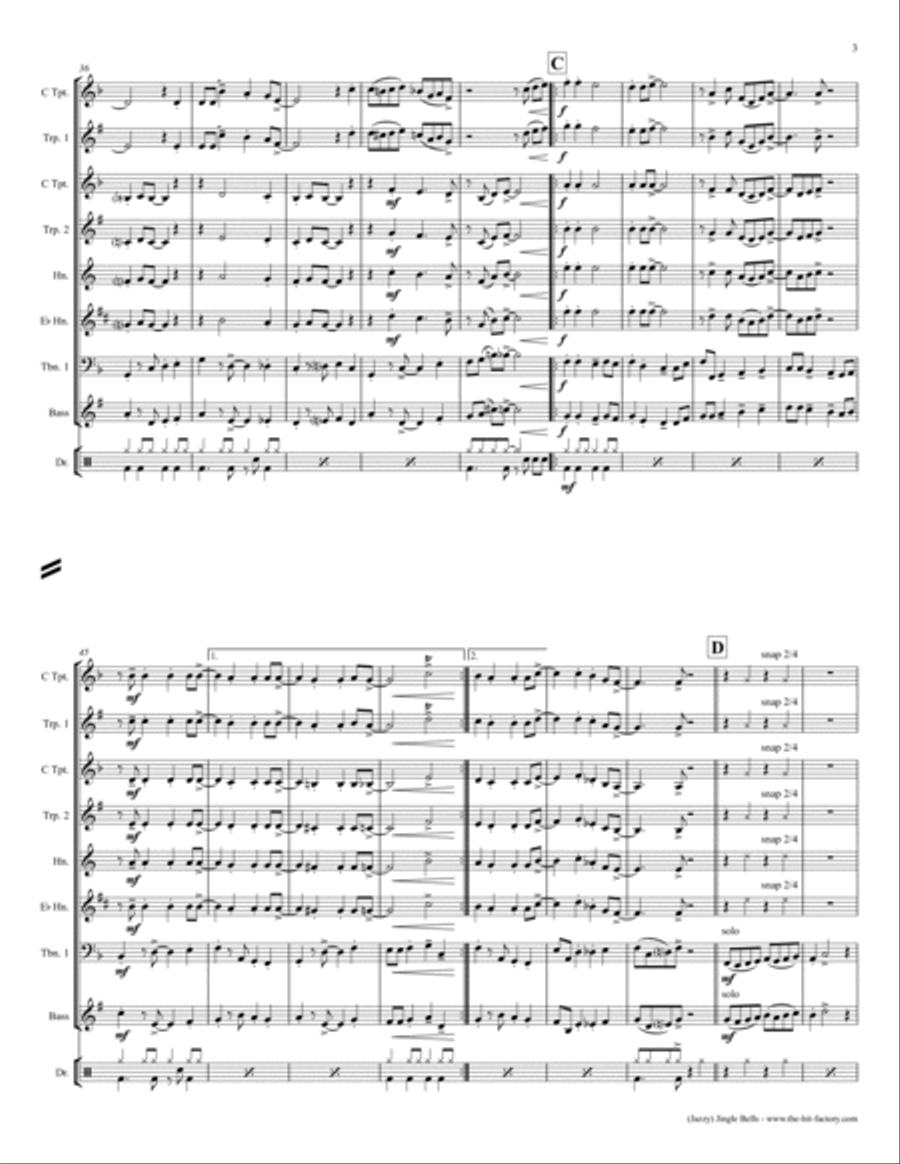 Jazzy Jingle Bells - Christmas Swing - Brass Trio - F Brass Trio scores gallery preview page 4