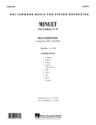 Book cover for Minuet (from Symphony No. 88) - Full Score
