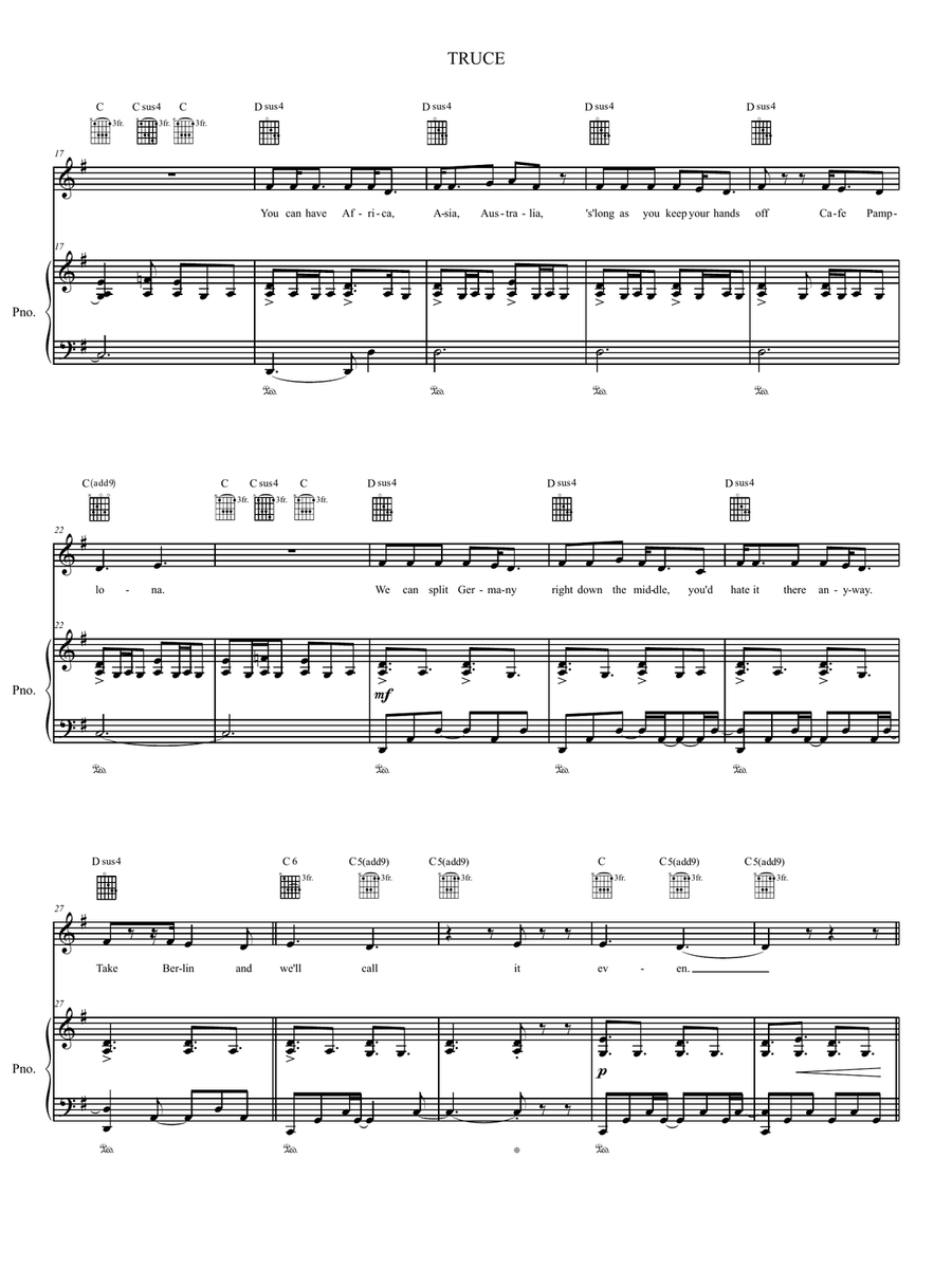 Truce Piano, Vocal, Guitar scores gallery preview page 2