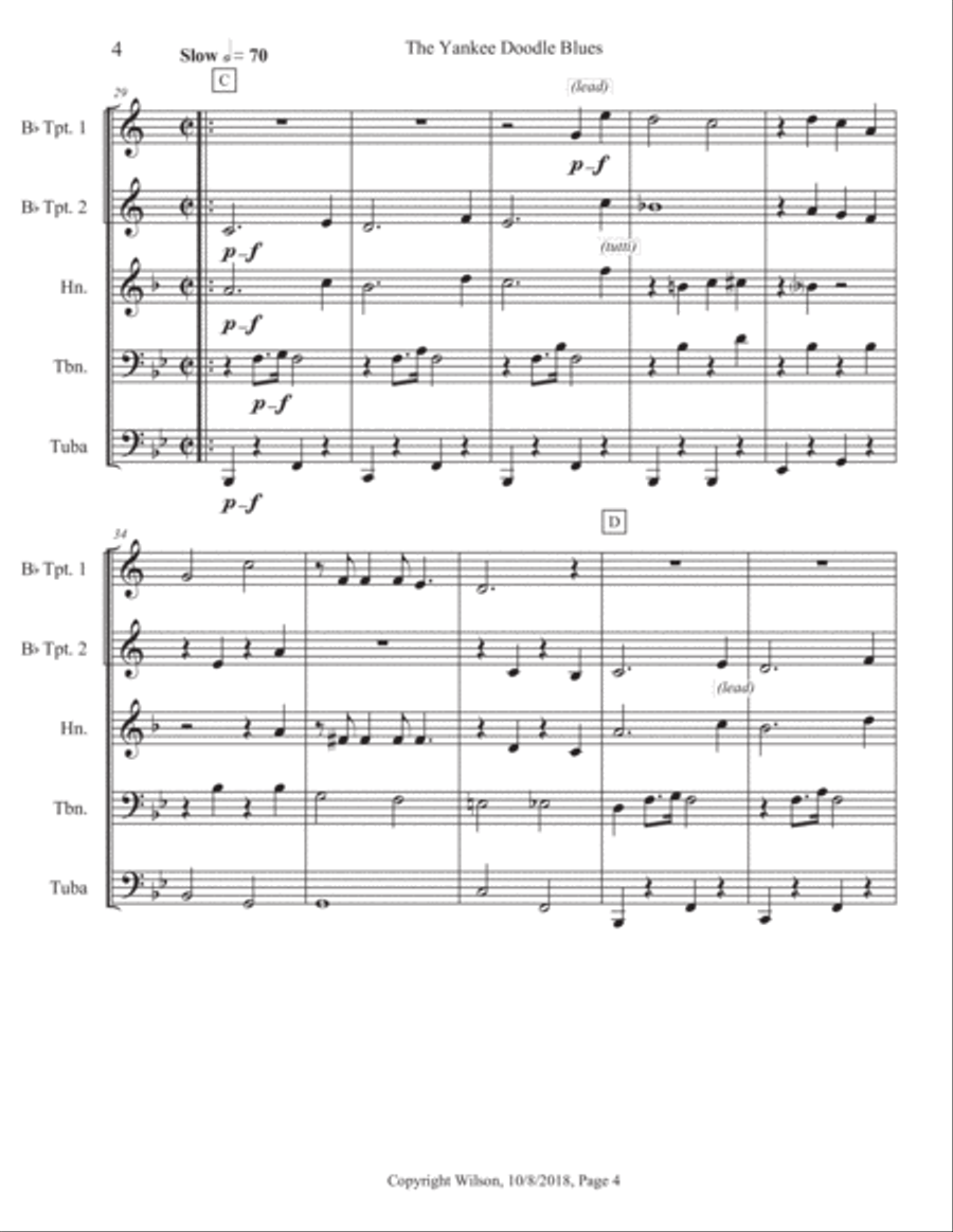 The Yankee Doodle Blues Brass Quintet scores gallery preview page 5