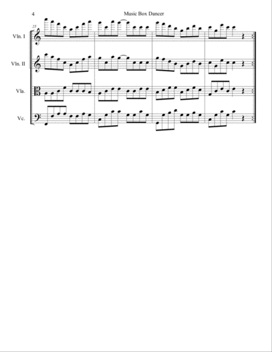 Music Box Dancer Music Box Dancer String Quartet scores gallery preview page 4