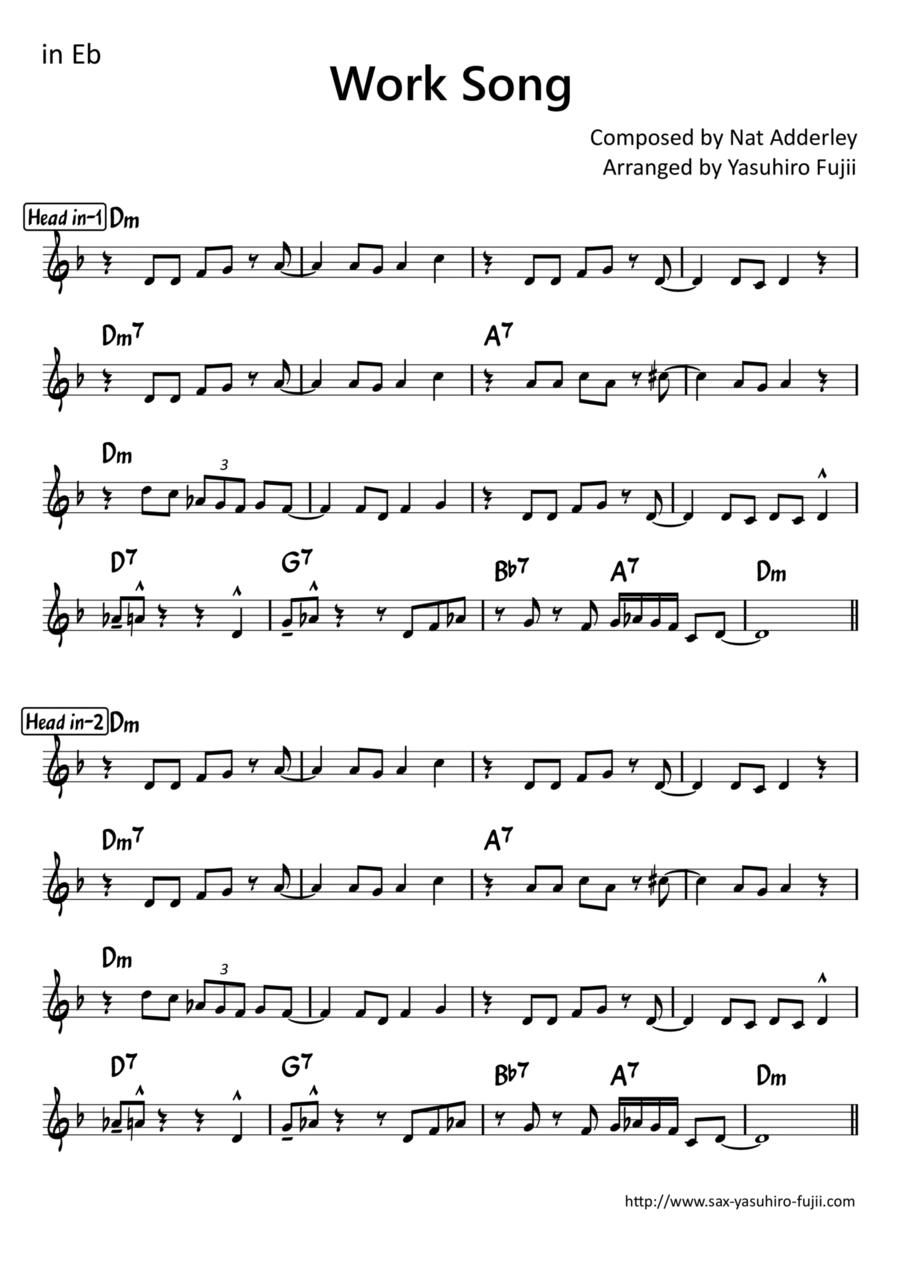 Work Song Alto Saxophone scores gallery preview page 1