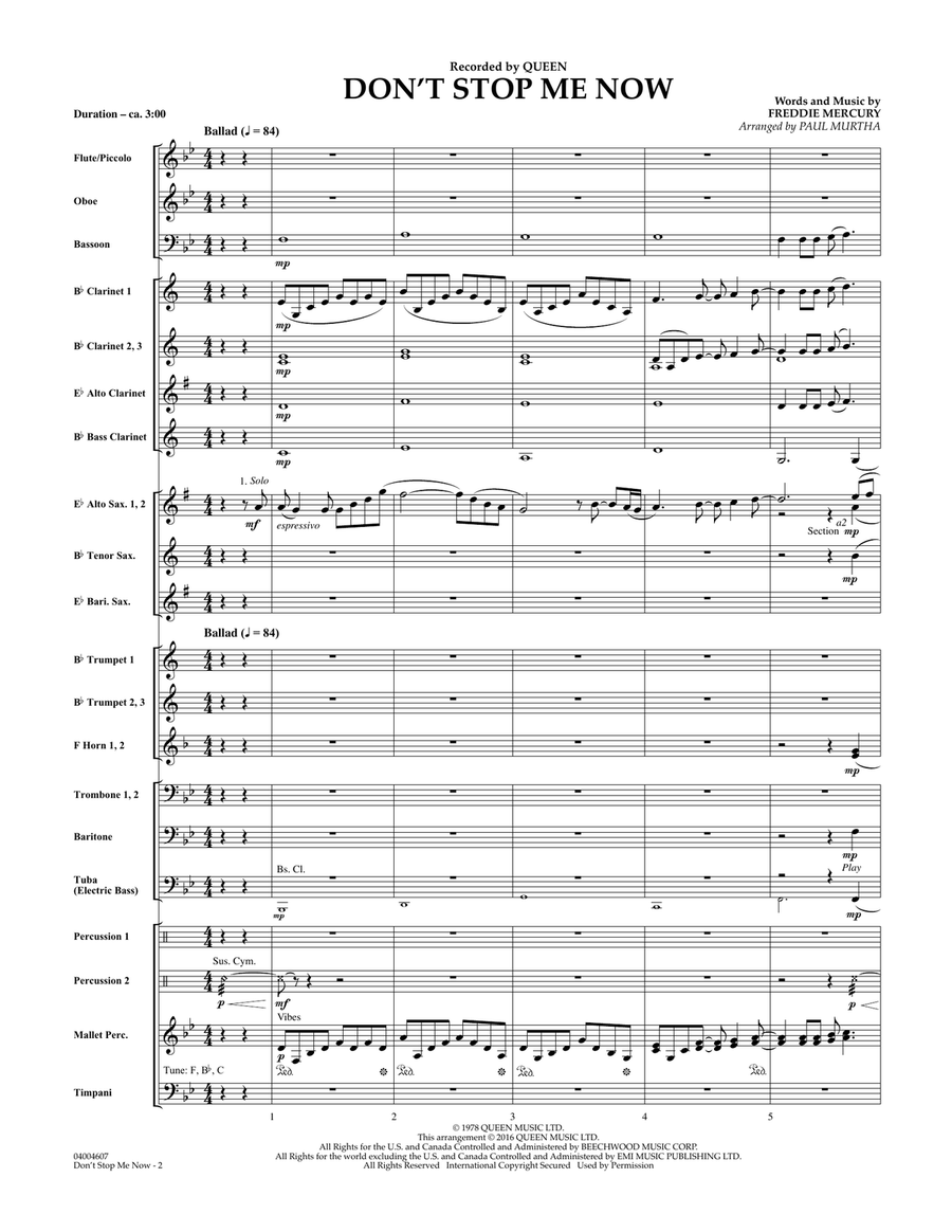 Don't Stop Me Now - Conductor Score (Full Score) Concert Band scores gallery preview page 2