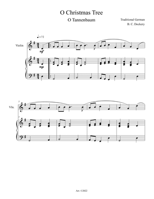 O Christmas Tree (O Tannenbaum) for Violin Solo with Piano Accompaniment