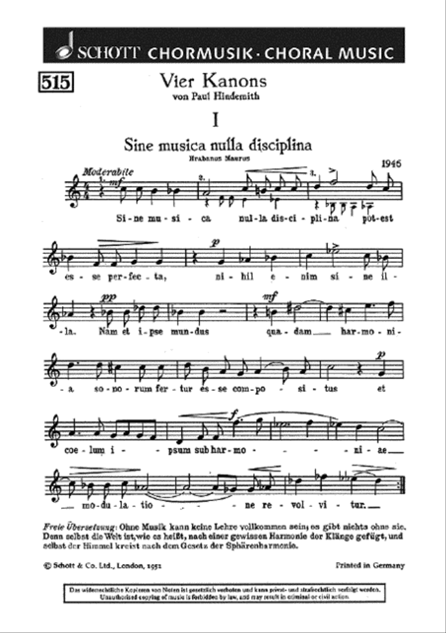 Vier Kanons Women's Choir scores gallery preview page 1