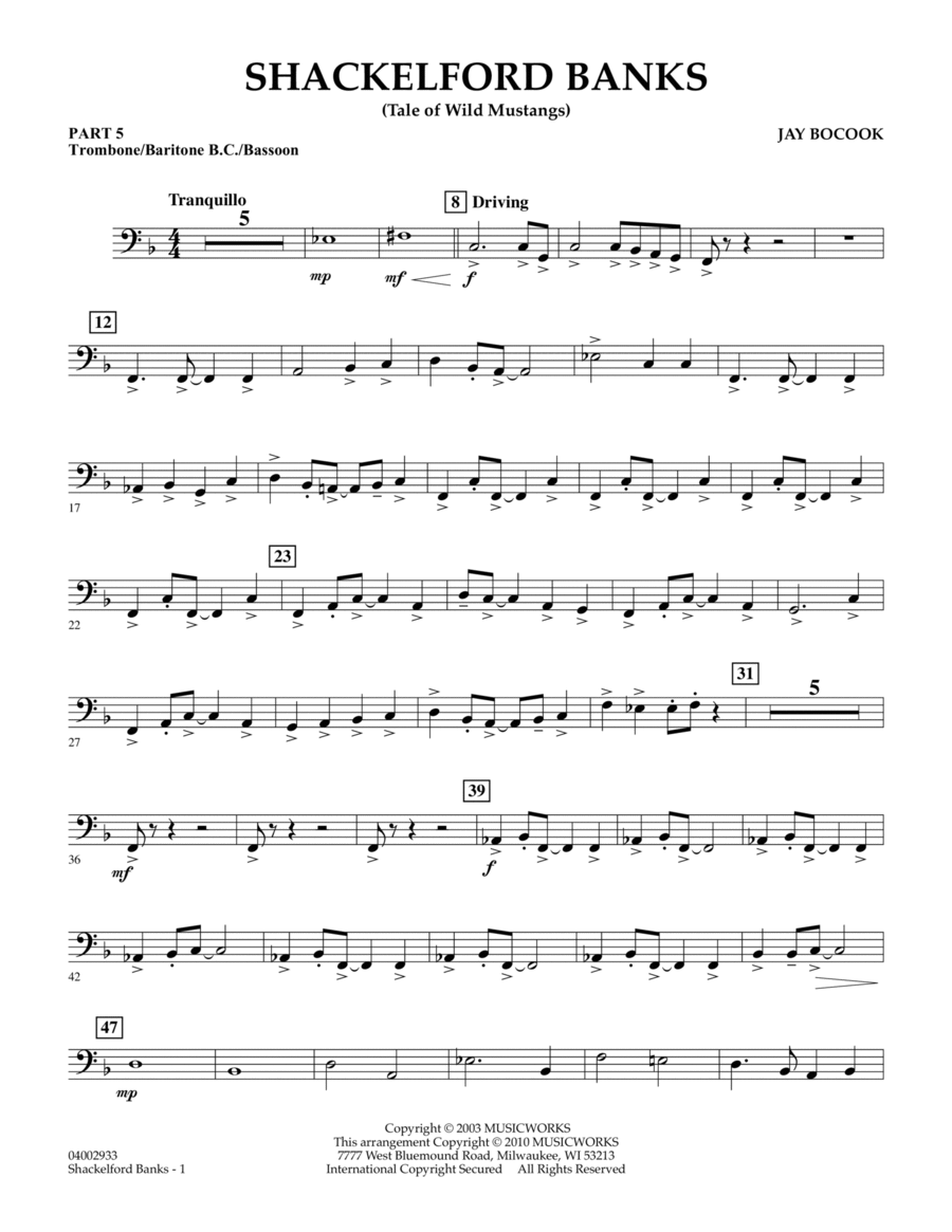 Shackelford Banks (Tale of Wild Mustangs) - Pt.5 - Trombone/Bar. B.C./Bsn.