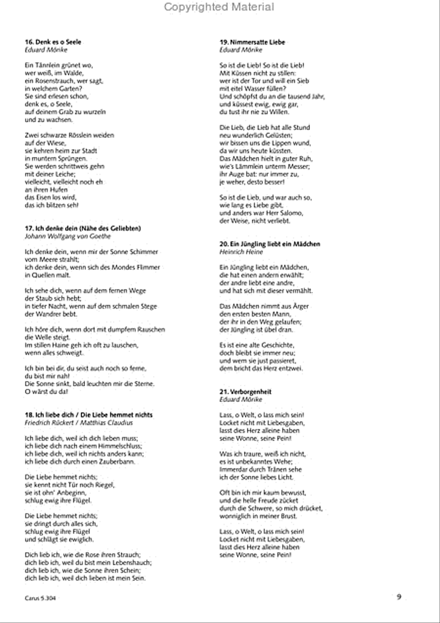 Schindler: Rosenzeit. Ein Liederzyklus uber die Liebe. Chansons fur Singstimme und Klavier Piano scores gallery preview page 10