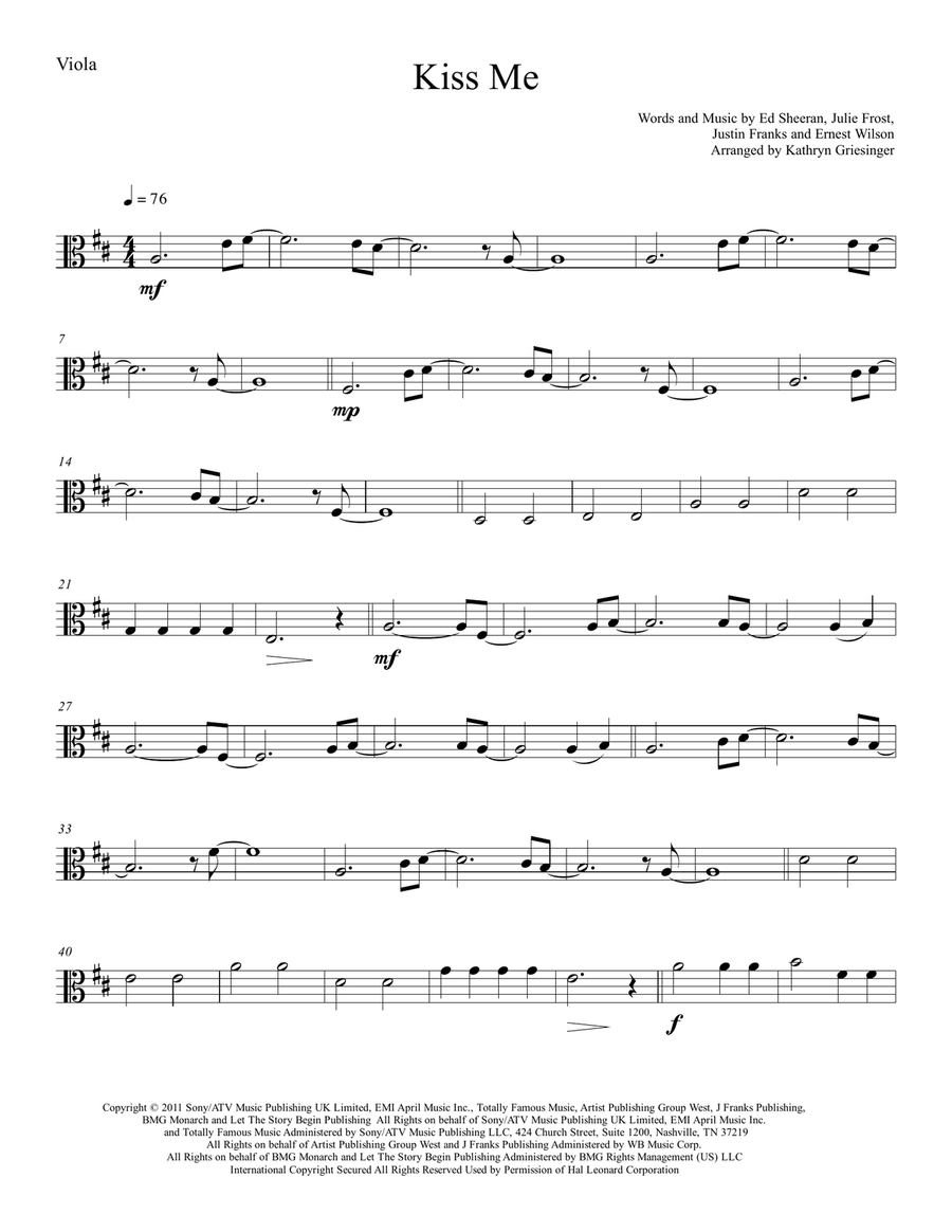 Kiss Me Kiss Me String Quartet scores gallery preview page 5